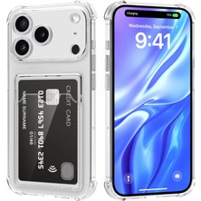 Kzy Apple iPhone 17 Pro Kapak ile Uyumlu Kamera Korumalı Kartlıklı Darbe Emici Özellikli Şeffaf Silikon Kılıf
