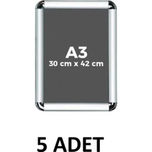 OfisDS 5 Adet A3 Alüminyum Çerçeve Rondo Köşe Aç Kapa Açılır Kapanır