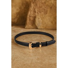 Williampolo Full Grain  Deri Gold Toka Siyah Kadın Kemer