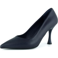 Erkan Saçmacı Suzanna Lacivert Hakiki Dana Derisi Sivri Burun Klasik Ince Topuklu Ayakkabı