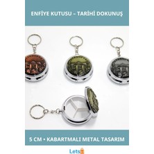 Letsii Ayasofya Kabartmalı Yöresel Enfiye Kutusu 5 cm Metal