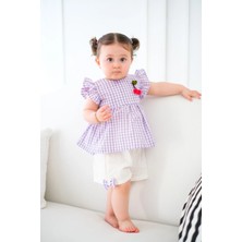 Aysskids Cherry Ekose Kiraz Detaylı Kız Bebek Ikili Takım