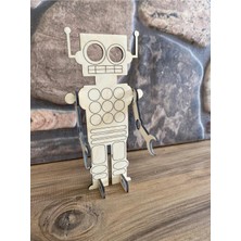 Empressco Ahşap Robot Maketi, Lazer Kesim Dekoratif ve Eğlenceli Hobi Seti Kahverengi