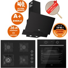 Ferre Fryart&silentart Dian Sessiz Yeni Seri Siyah Ankastre  Set ( D063-SA + XE63CS +SC405-WFA Wok)