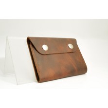 Nublado Kayraleather Craft %100 Hakiki Deri El Yapımı Kahverengi Çıtçıt Kapamalı Minimalist Unisex / Kadın / Erkek Cüzdan