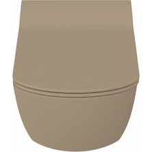 Creavit EG321 Elegant Rim-Off Kanalsız Duroplast Yavaş Kapanan Klozet Kapaklı Mat Cappucino Set