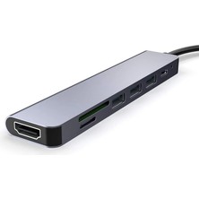 Storemax Fc-17 Type-C To 3*usb 3.0 4K Ultra Hd HDMI Sd Tf Kart Girişli 7ın1 Çevirici Hub