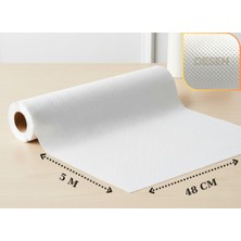 Almital Mobilya Aksesuarlari 48 cm x 5 Metre Beyaz Kabartma Nokta Desenli Çekmece içi Kaydırmaz Halı , Çekmece Halısı, raf örtüsü