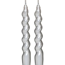 Storemax 2'li Twirl Glow Gümüş Şamdan Mum Seti (18 Cm)