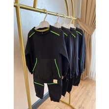 A.T.Kıds-Women Neon Yeşil Detaylı Siyah Çocuk Eşofman Takımı – 2’li Spor Set