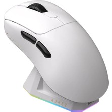 Storemax Ajazz AJ179 Pro 3 Modlu 8000Hz 26.000 Dpı Manyetik Şarj Istasyonlu Paw 3395 Optik Sensör Gaming Mouse (Beyaz)