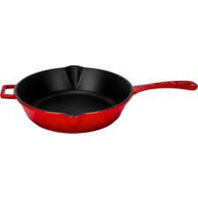 Storemax Döküm Yuvarlak Kızartma Tavası Döküm Demir Yekpare Saplı. ÇAP(Ø)24CM - Kırmızı