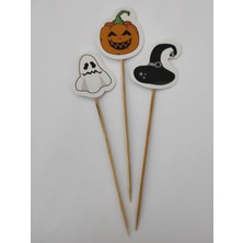 Tasarı Mağazası 15 cm Uzun Kürdan-30 Adet Dekoratif Karton Cadılar Bayramı Temalı Kürdanlar - Halloween