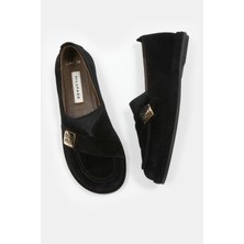 Nilufarr Mii Siyah Hakiki Süet Kadın Loafer