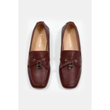 Nilufarr Mata Bordo Hakiki Deri Kadın Loafer