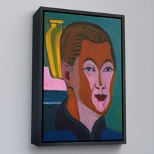 Oxyteez Ahşap Çerçeveli Ernst Ludwig Kirchner - Ressamın Başkanı TABLOSU-7406