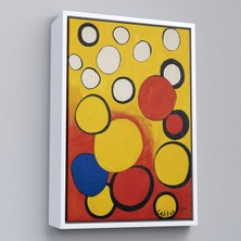 Oxyteez Ahşap Çerçeveli Calder - Sarı ve Kırmızı Küreler Tablosu - Orbs On Yellow And RED-7367