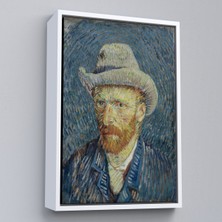 Oxyteez Ahşap Çerçeveli Vincent Van Gogh - Hasır Şapkalı Otoportre TABLOSU-7481