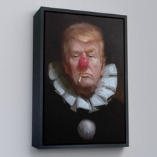 Oxyteez Ahşap Çerçeveli Palyaço Donald Trump TABLO-7849