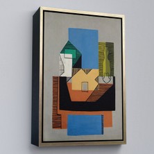 Oxyteez Ahşap Çerçeveli Pablo Picasso - Gitar, Şişe ve Meyve Kase TABLOSU-7317