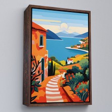 Oxyteez Ahşap Çerçeveli Pastel Minimalist Deniz Manzarası TABLO-7672