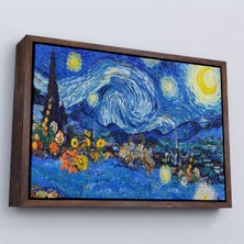 Oxyteez Ahşap Çerçeveli Vincent Van Gogh - Yıldızlı Geceler Tablo - Starry NIGHT-7172