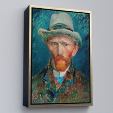 Oxyteez Ahşap Çerçeveli Vincent Van Gogh - Hasır Şapkalı Otoportre TABLOSU-7452