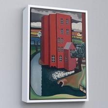 Oxyteez Ahşap Çerçeveli Auguste Herbin - Kırmızı Ev Tablosu -The Red HOUSE-7347