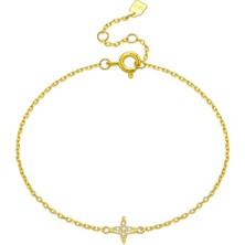Brezza Lusso Jewelry 925 Ayar 18K Altın Kaplama Minimal Yıldız Kadın Bileklik
