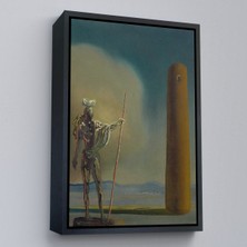 Oxyteez Ahşap Çerçeveli Salvador Dali - Kuledeki Şövalye Tablosu - Le Cavalier A La TOUR-7399