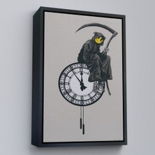 Oxyteez Ahşap Çerçeveli Banksy - Gülen Azrail Tablosu - Grin REAPER-7313