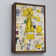 Oxyteez Ahşap Çerçeveli Jean-Michel Basquiat - Yel Değirmeni Tablosu - WINDMILL-7383