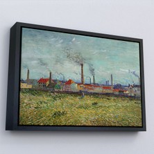 Oxyteez Ahşap Çerçeveli Vincent Van Gogh Clichy'deki Fabrikalar Tablo - Factories At CLICHY-7170