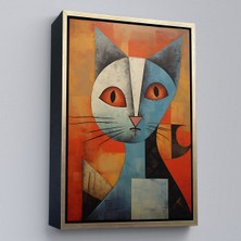 Oxyteez Ahşap Çerçeveli Pablo Picasso Tarzı - Soyut Renkli Kedi TABLO-7373