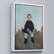 Oxyteez Ahşap Çerçeveli Henri Rousseau - Kayaların Üzerindeki Çocuk Tablosu - Boy On The ROCKS-8083