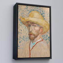 Oxyteez Ahşap Çerçeveli Vincent Van Gogh - Hasır Şapkalı Otoportre TABLOSU-7462