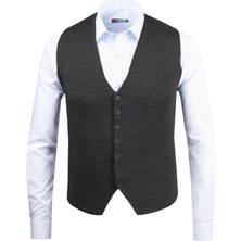 Çizgi Triko Erkek Düğmeli Spor / Regular Triko Örme Kolsuz Yelek - 4241LS