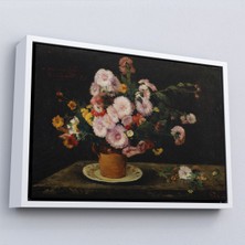 Oxyteez Ahşap Çerçeveli Aster Buketi, 1859, Gustave Courbet TABLO-7059