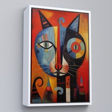 Oxyteez Ahşap Çerçeveli Pablo Picasso Tarzı - Soyut Renkli Kedi TABLO-7371