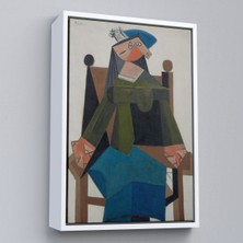 Oxyteez Ahşap Çerçeveli Pablo Picasso - Koltukta Oturan Soyut Kadın TABLOSU-7295