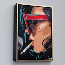 Oxyteez Ahşap Çerçeveli Sigara Içen Pop Art Kadın TABLOSU-7929