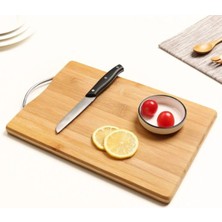 Storemax Ahşap Kesme Tahtası Çelik Saplı Sebze Doğrama Tahtası Et Sebze Doğrama Tahtası Peynir Servis Sunum Tepsisi 30X20 cm