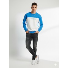 Ribana Classic Erkek Bisiklet Yaka Çift Iplikli Baskılı Içi Pamuklu Sweatshirt