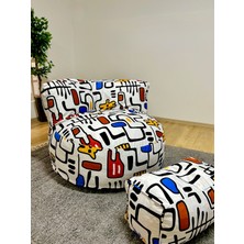 Katt Twist Joy Modern Desenli Armut Koltuk Ayak Uzatmalı Puf Tv Koltuk