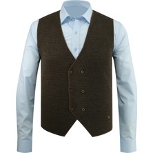 Çizgi Triko Erkek Düğmeli Spor / Regular Kalıp Triko Örme Kolsuz Yelek - 5013LS