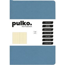 Pulko Defter 110GR Ivory Kağıt, A5, Termo Deri, 224 Sayfa, Kareli, 047, Turkuaz