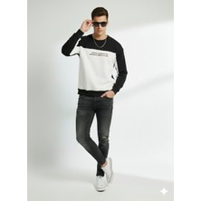 Ribana Classic Erkek Bisiklet Yaka Çift Iplikli Baskılı Içi Pamuklu Sweatshirt