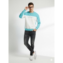 Ribana Classic Erkek Bisiklet Yaka Çift Iplikli Baskılı Içi Pamuklu Sweatshirt