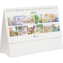 Storemax 2023 MTK-807 Karton Üçgen Masa Takvim Kasabadan Manzaralar