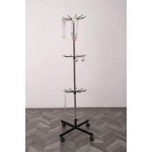 Modern Raf Siyah 3 Katlı 10 Telli Askılık Standı